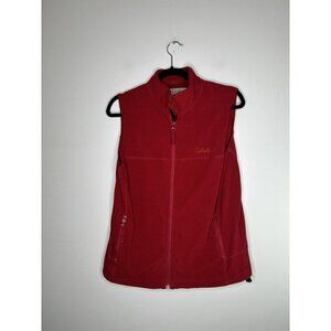 Cabelas Vest Womens Fleece Red Sleeveless Jacket Zip Pockets Size Medium